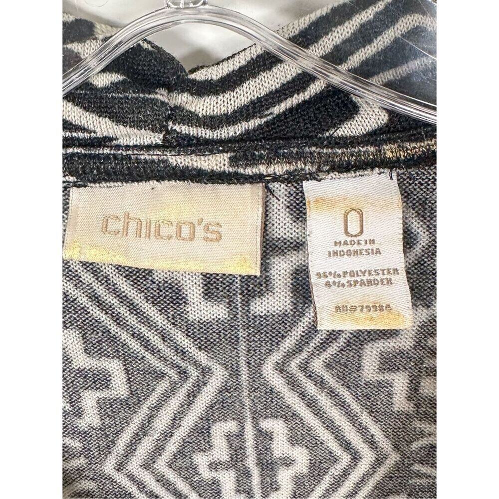 Chico's Women's Cowl Neck Aztec Print Knit Long Sleeve Top Black White Small - Picture 4 of 10